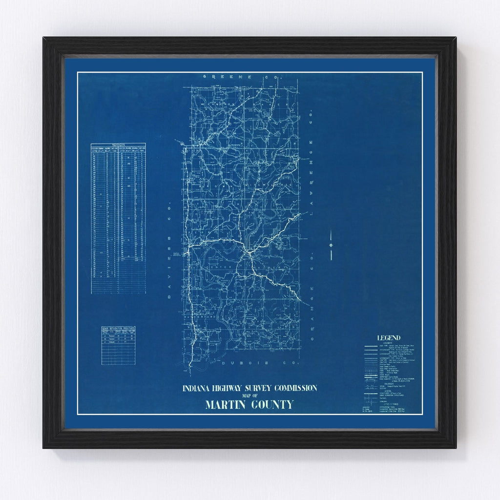 Vintage Map of Martin County, Indiana 1936