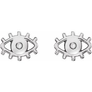 Platinum .015 CTW Natural Diamond Evil Eye Earrings – image 2