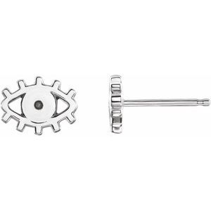 Sterling Silver 1.2 mm Round Accented Evil Eye Earrings