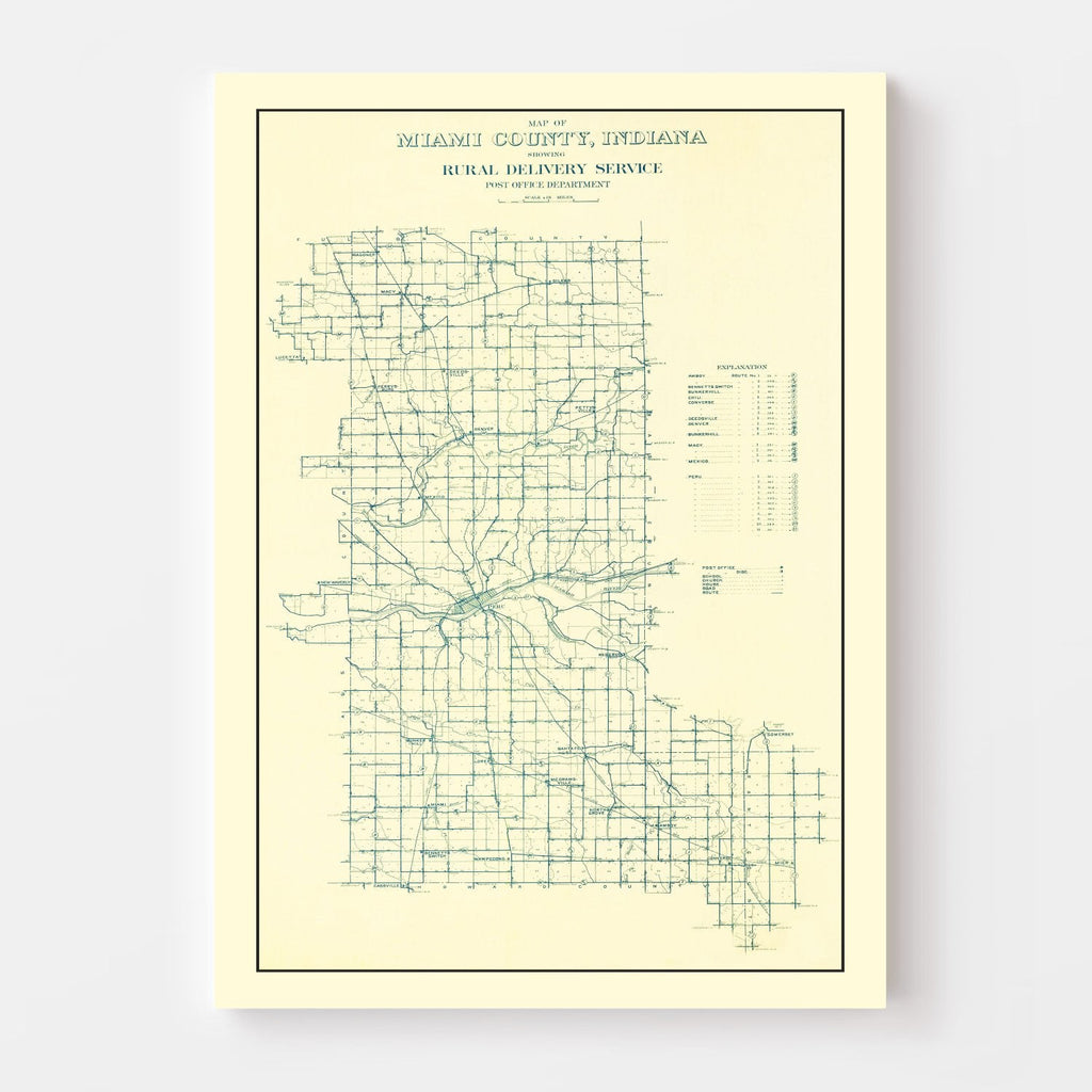 Vintage Map of Miami County, Indiana 1911