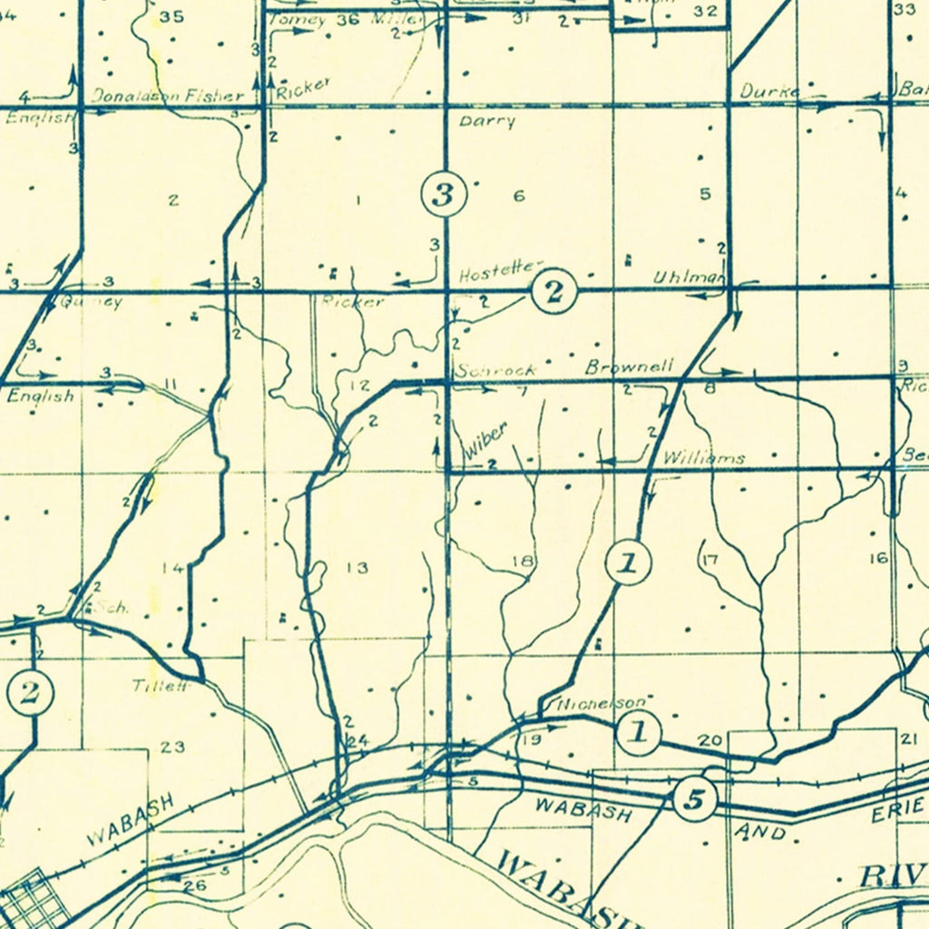 Vintage Map of Miami County, Indiana 1911