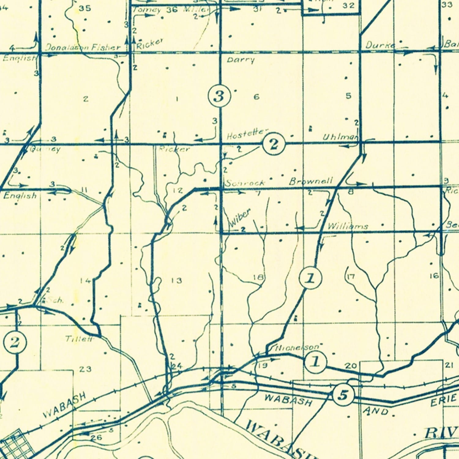 Vintage Map of Miami County, Indiana 1911