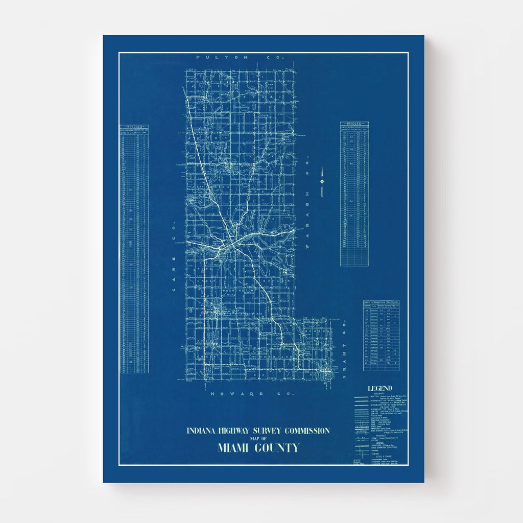 Vintage Map of Miami County, Indiana 1936