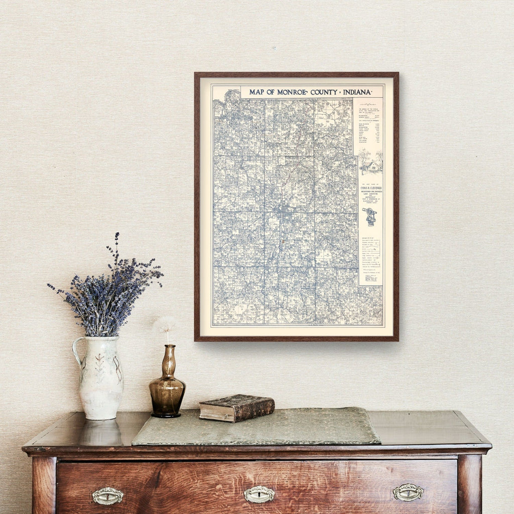 Vintage Map of Monroe County, Indiana 1932