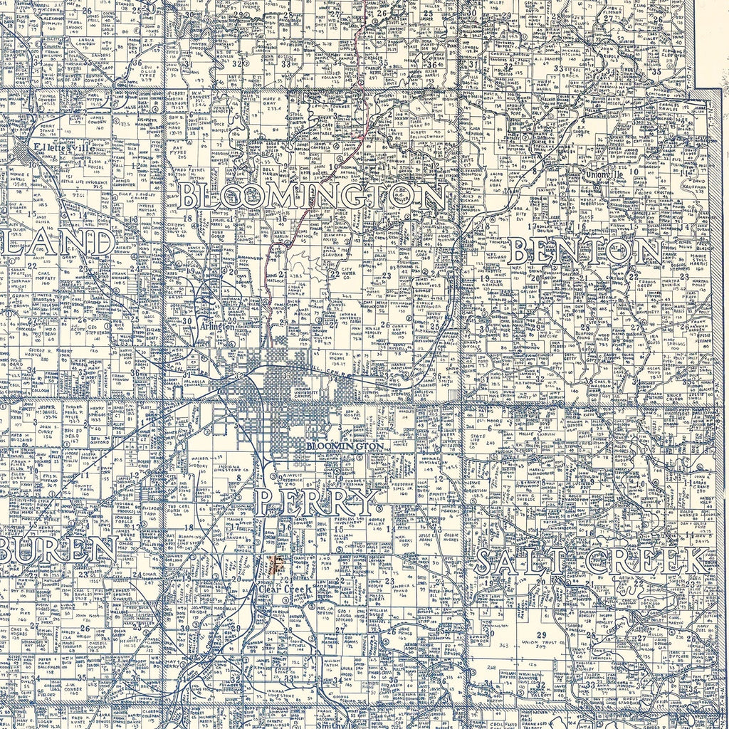 Vintage Map of Monroe County, Indiana 1932