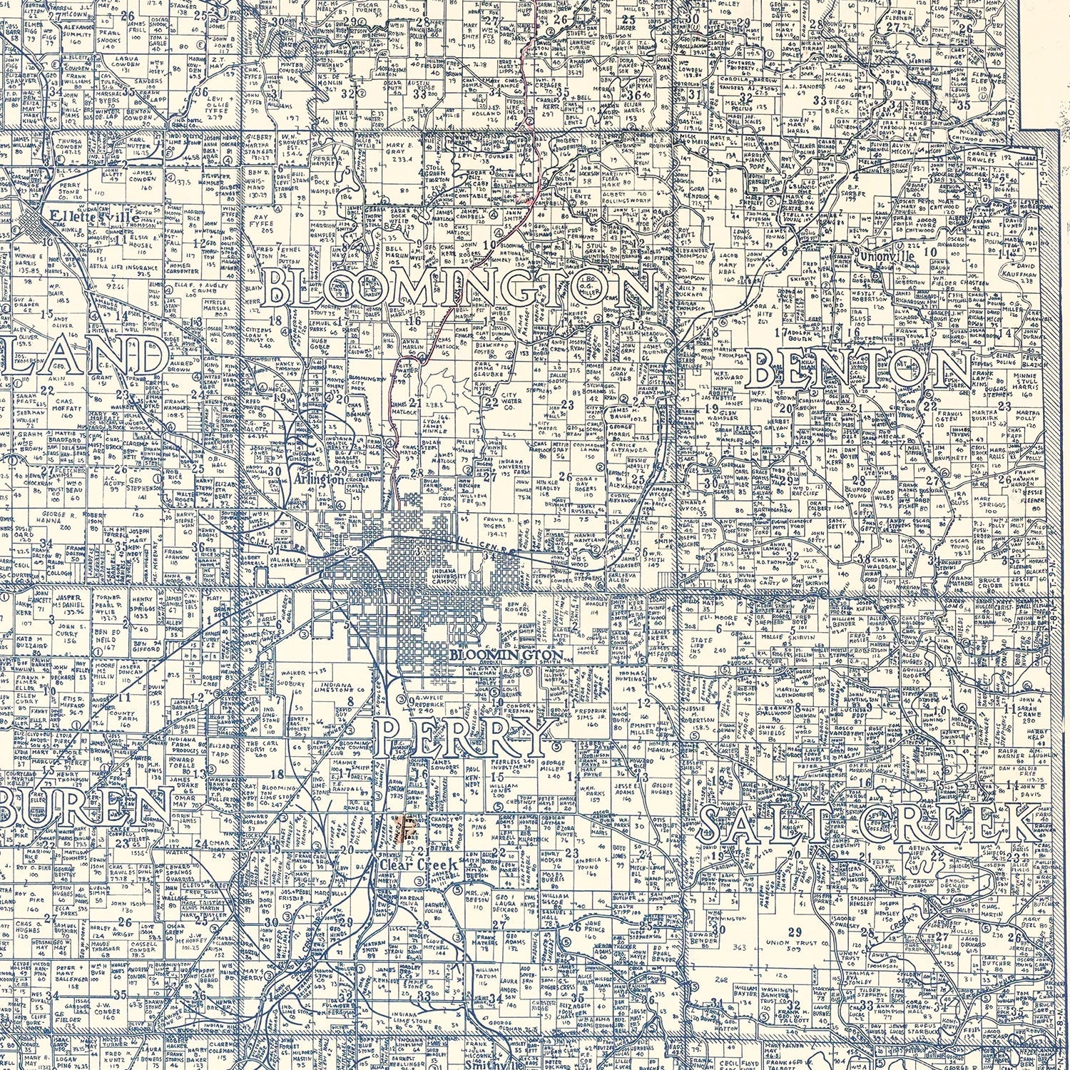 Vintage Map of Monroe County, Indiana 1932