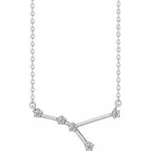 14K White Gold 1/8 CTW Natural Diamond Cancer 16-18" Necklace