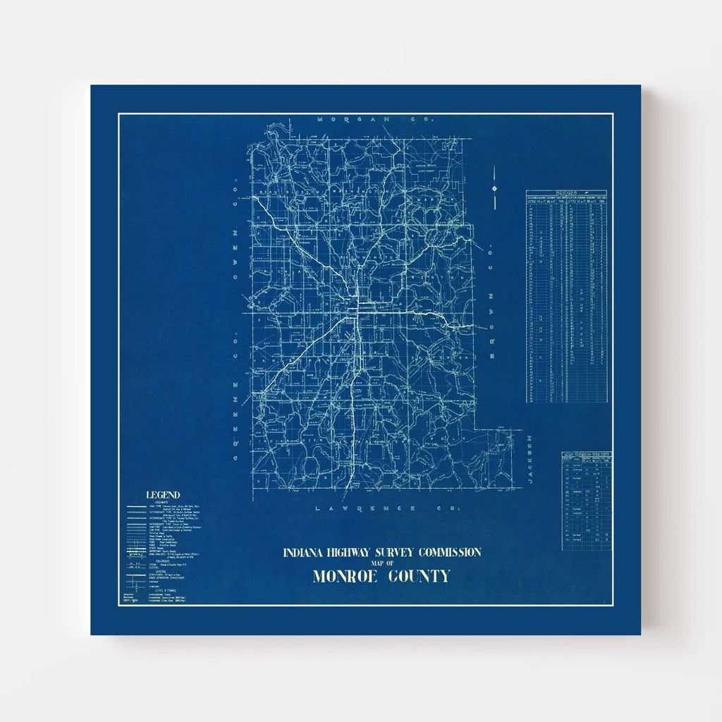 Vintage Map of Monroe County, Indiana 1936