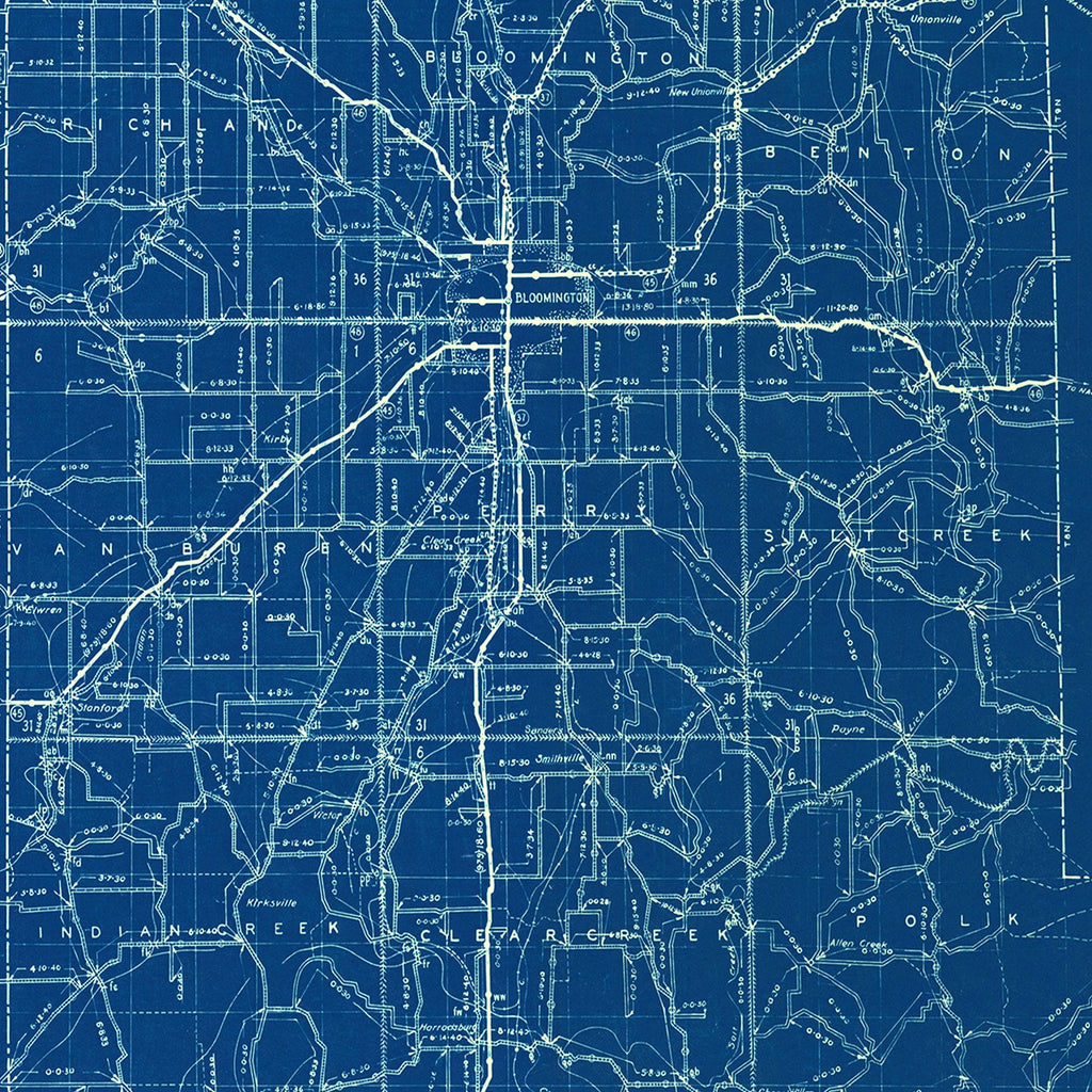 Vintage Map of Monroe County, Indiana 1936