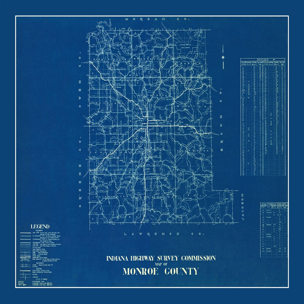 Vintage Map of Monroe County, Indiana 1936
