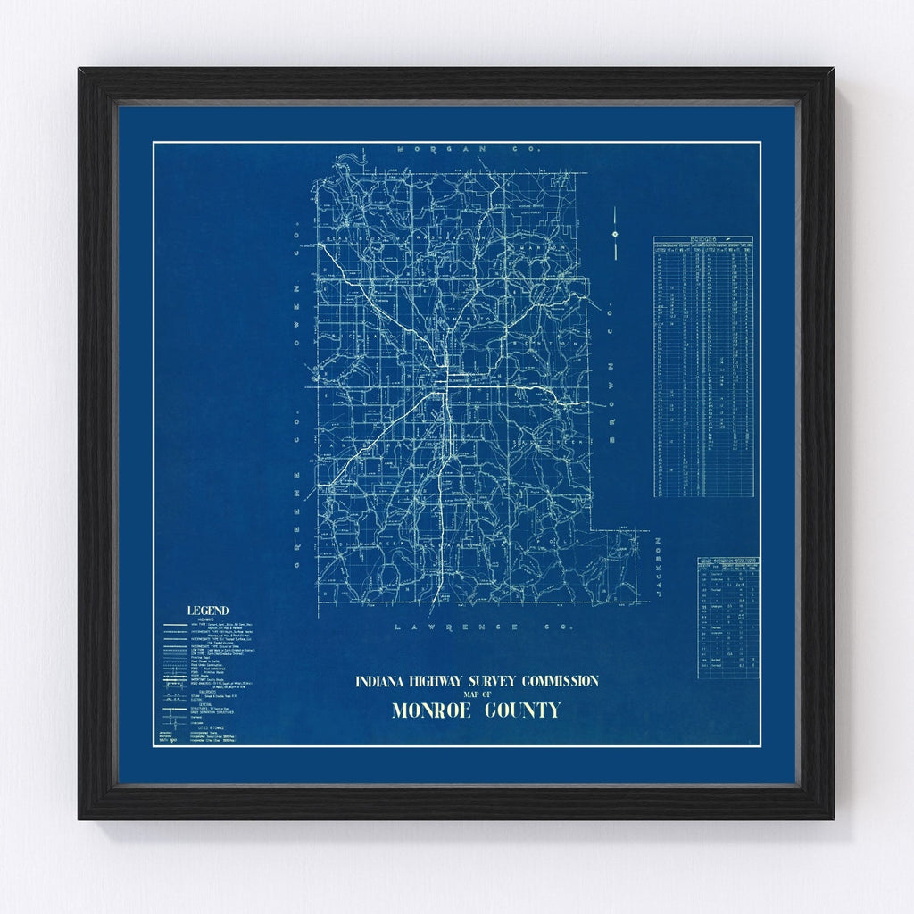 Vintage Map of Monroe County, Indiana 1936