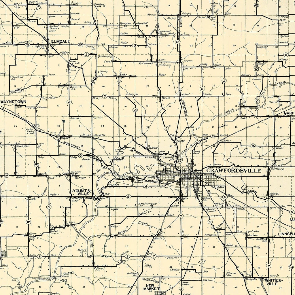 Vintage Map of Montgomery County, Indiana 1912