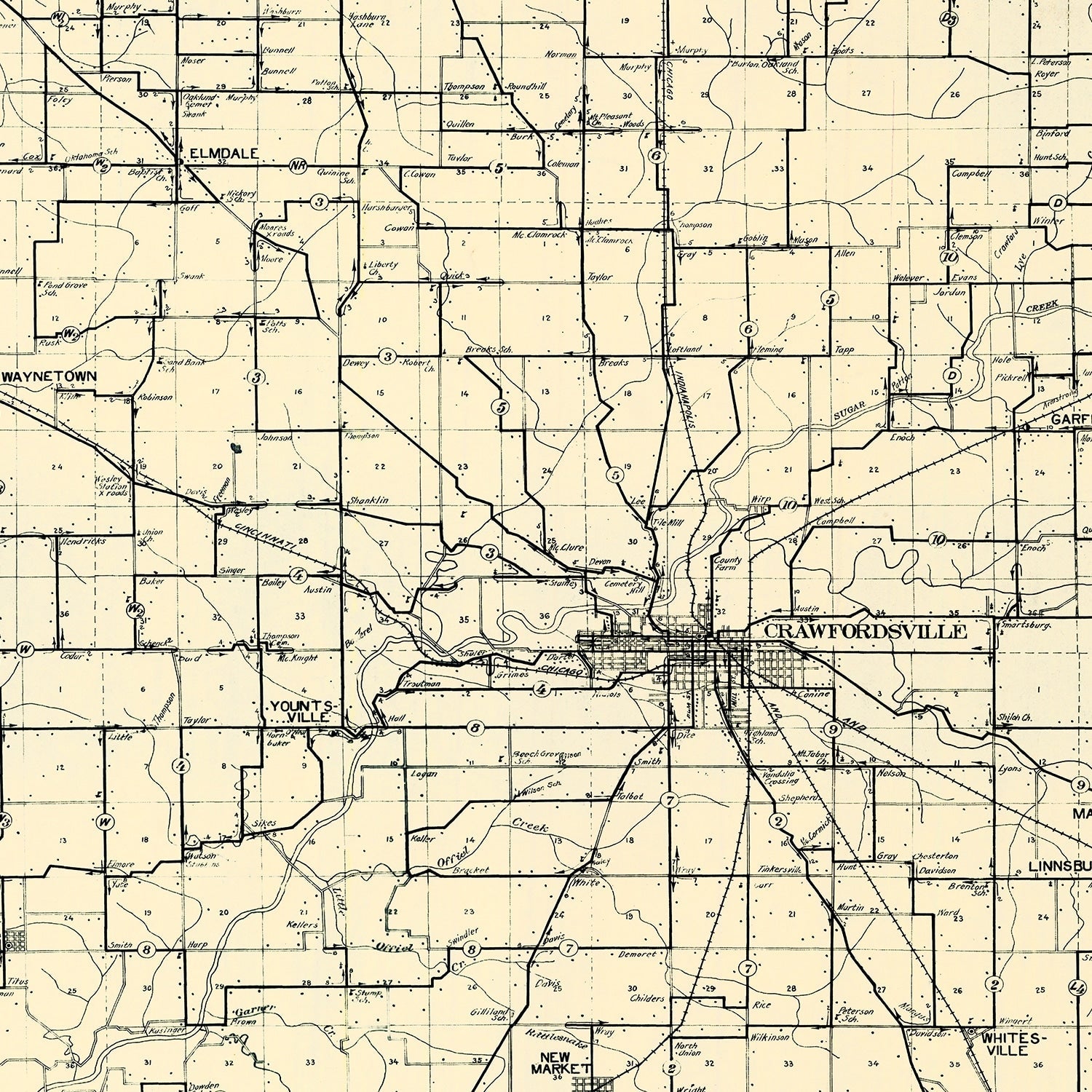 Vintage Map of Montgomery County, Indiana 1912