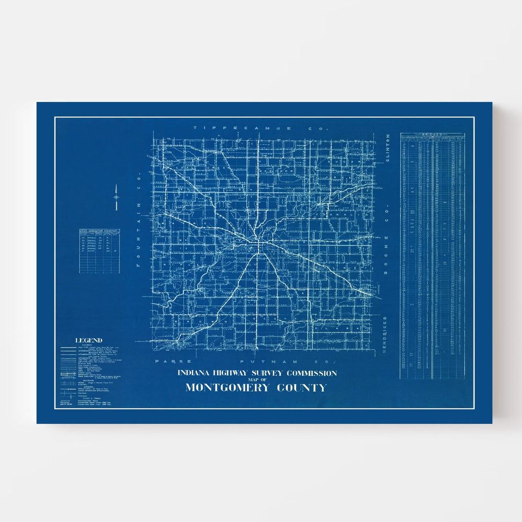 Vintage Map of Montgomery County, Indiana 1936