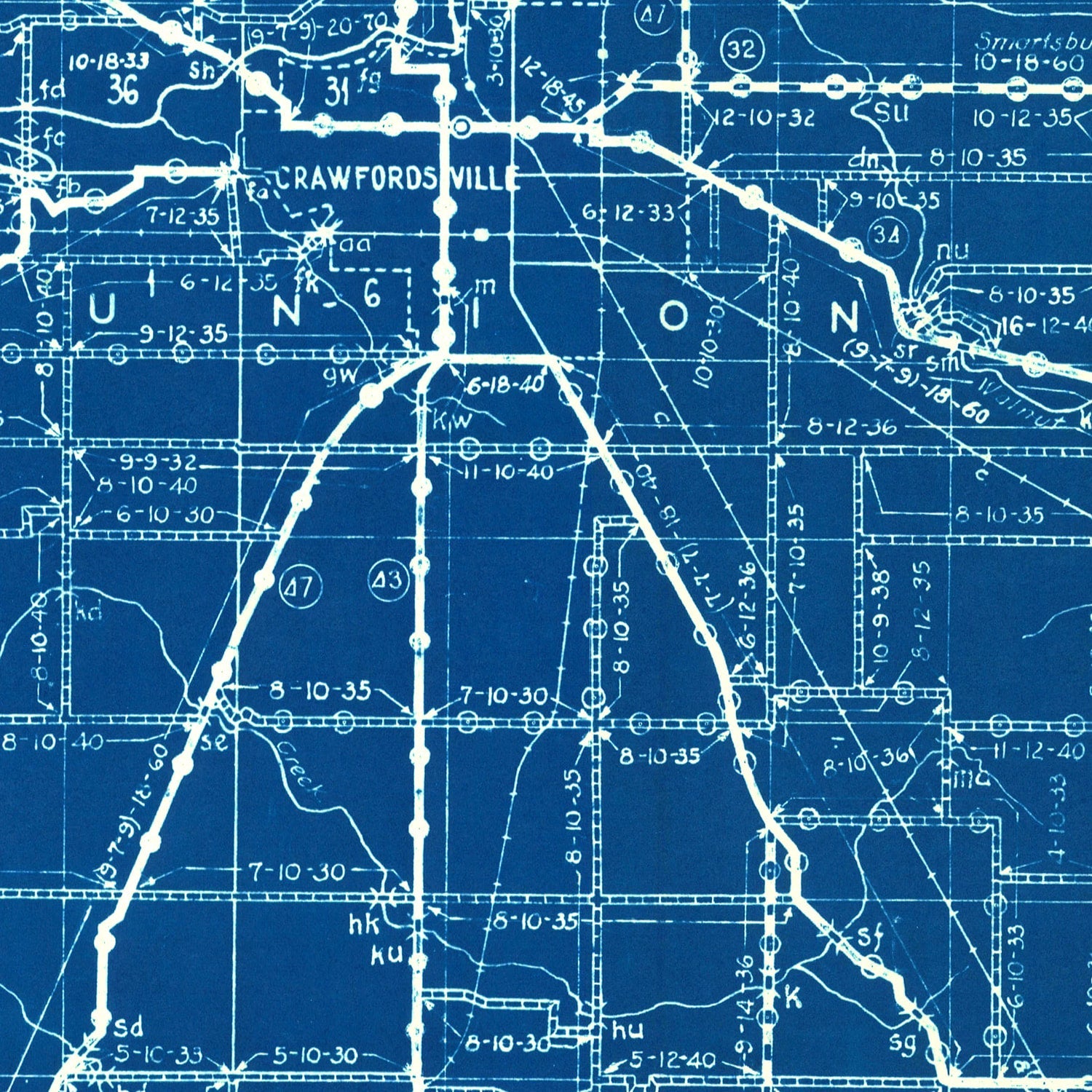 Vintage Map of Montgomery County, Indiana 1936