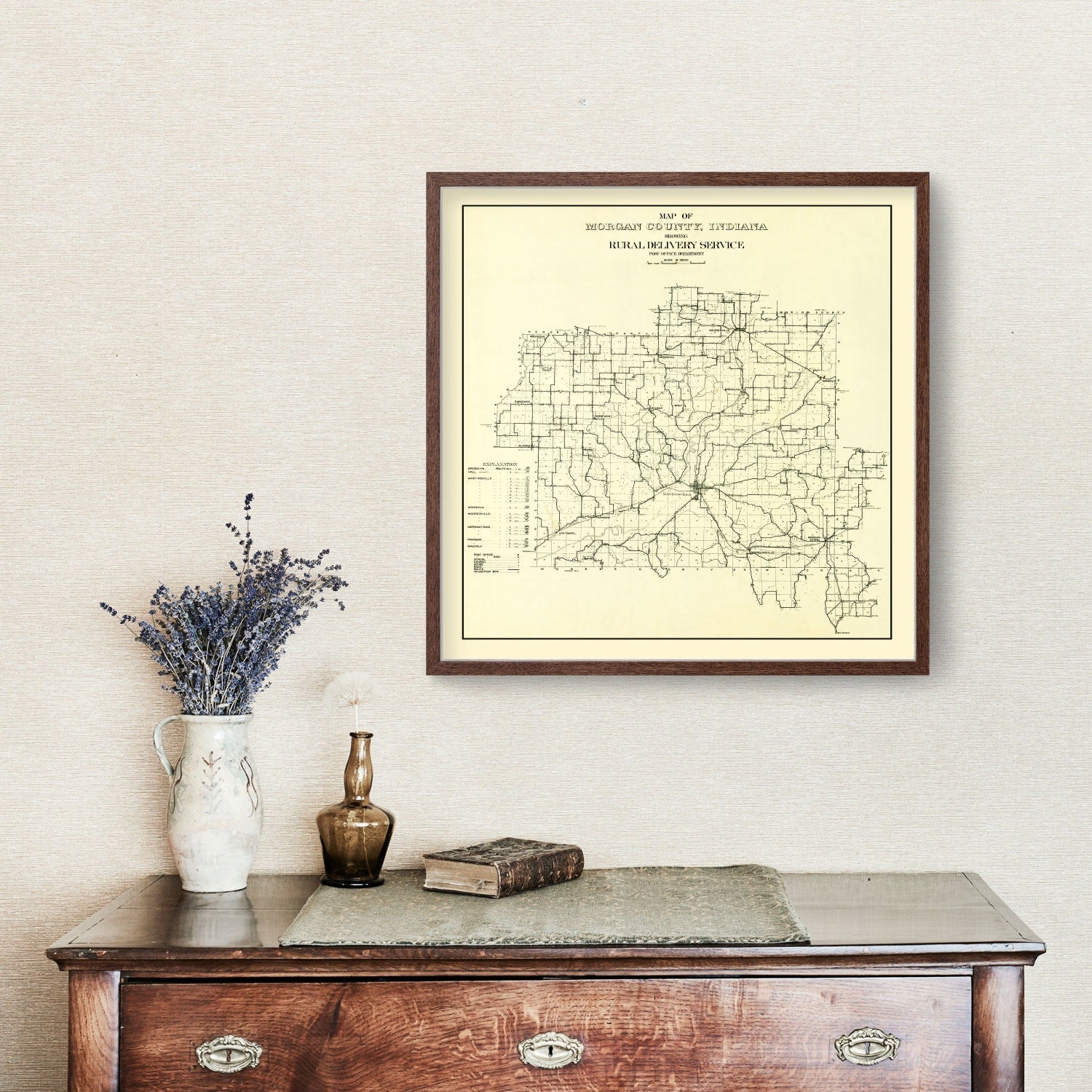 Vintage Map of Morgan County, Indiana 1911