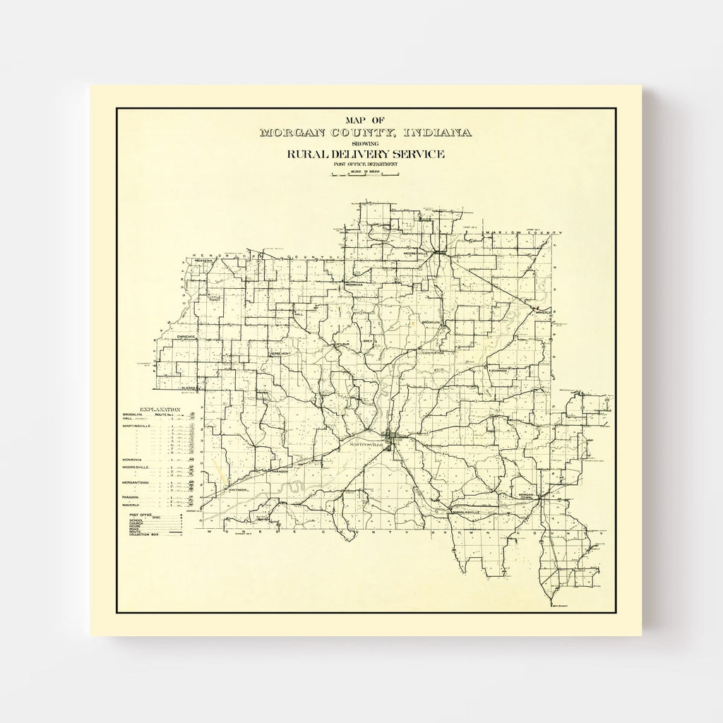 Vintage Map of Morgan County, Indiana 1911