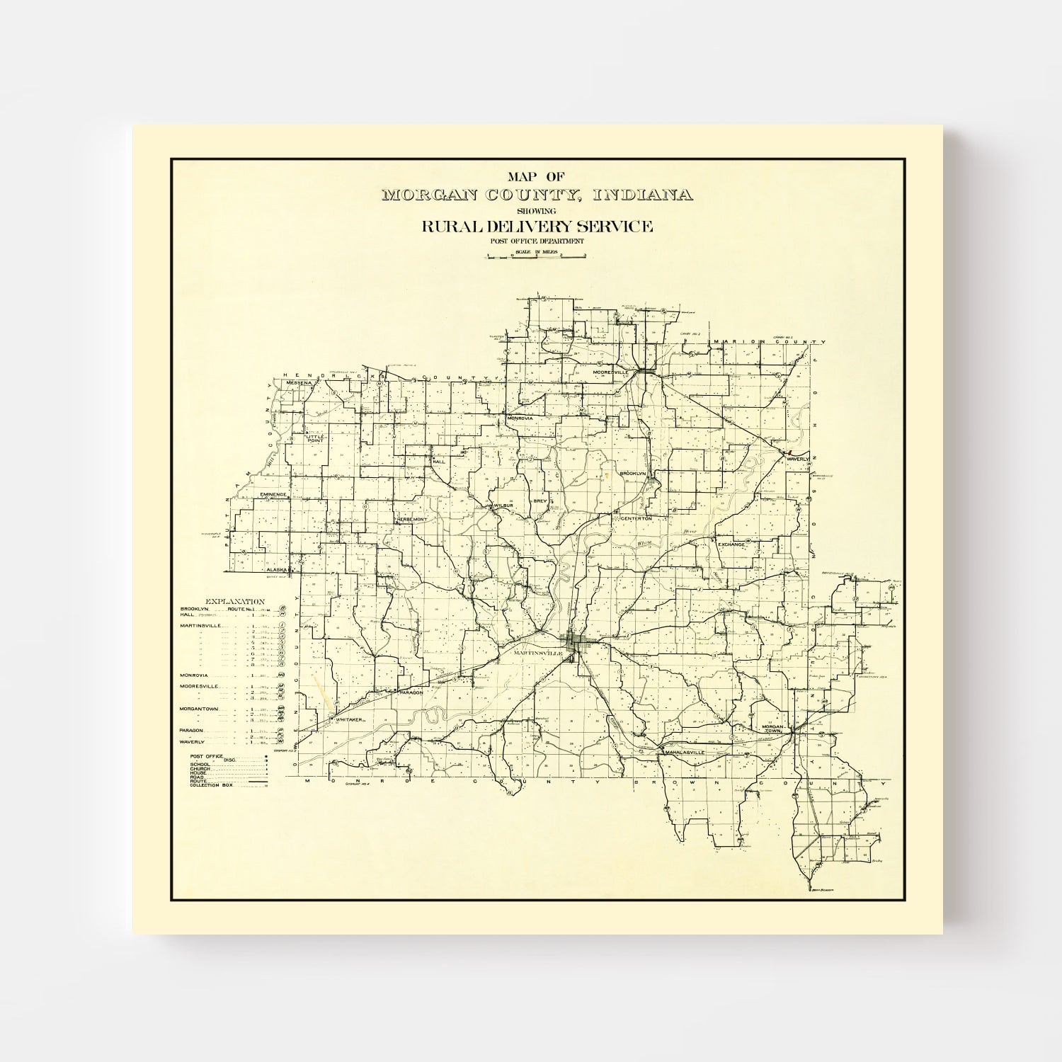 Vintage Map of Morgan County, Indiana 1911