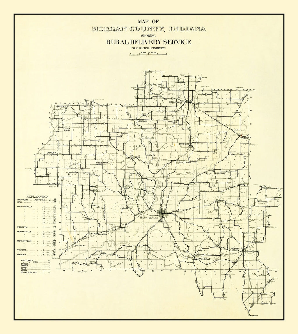 Vintage Map of Morgan County, Indiana 1911