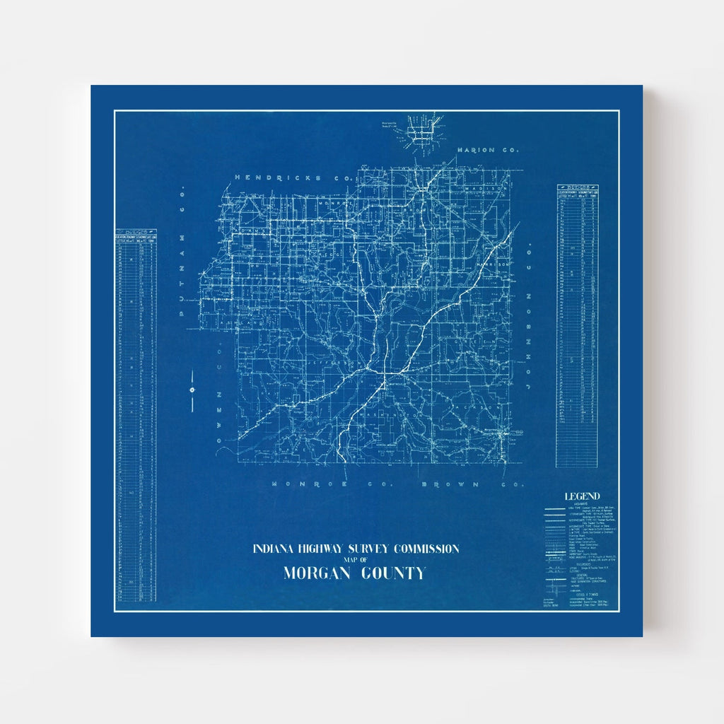 Vintage Map of Morgan County, Indiana 1936