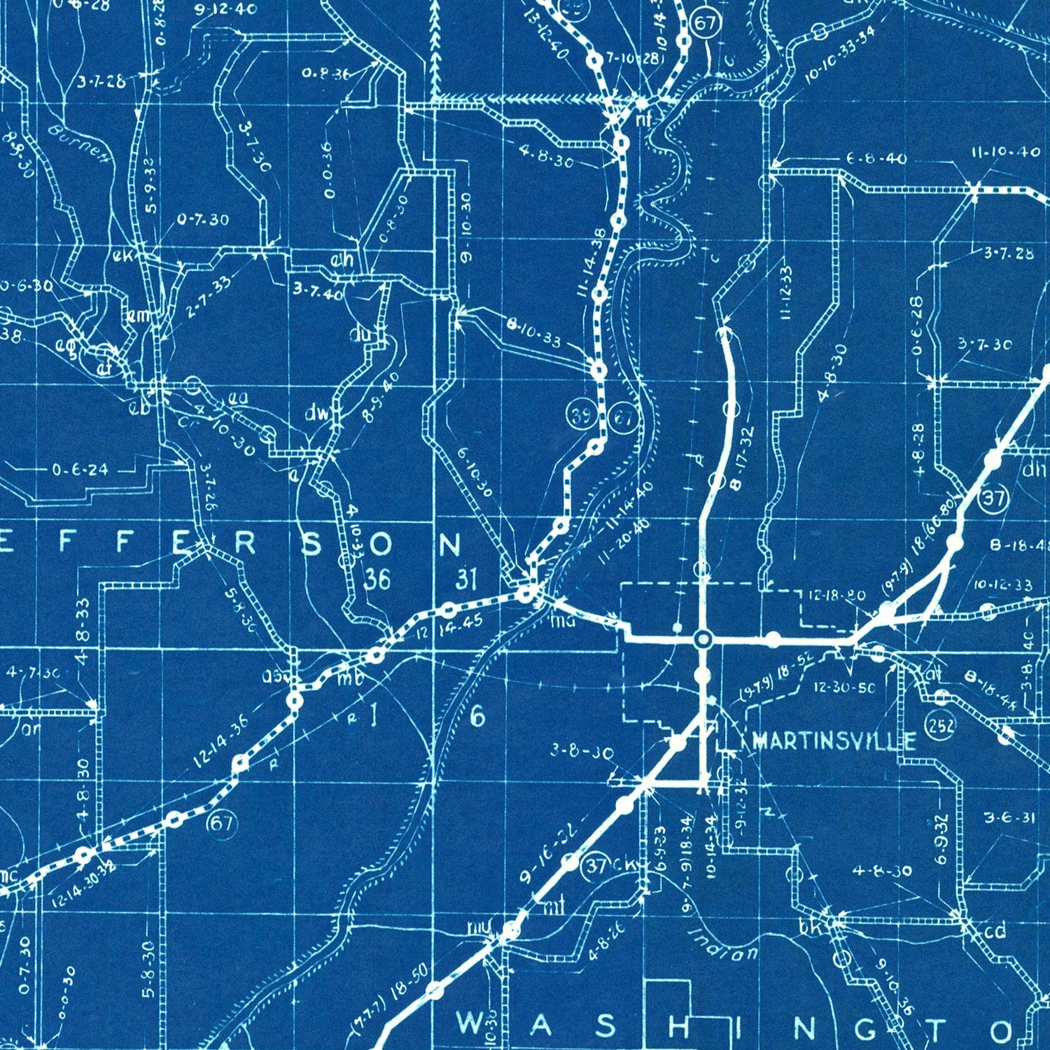 Vintage Map of Morgan County, Indiana 1936