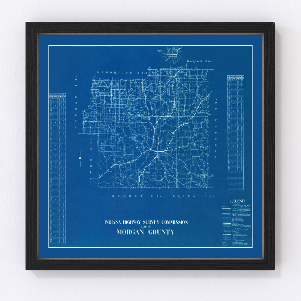 Vintage Map of Morgan County, Indiana 1936