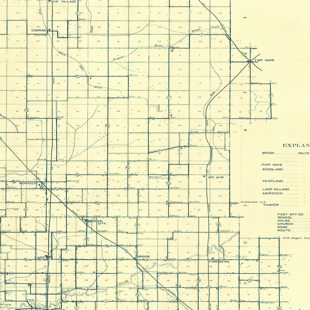 Vintage Map of Newton County, Indiana 1909