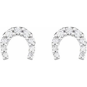 Sterling Silver 1/6 CTW Natural Diamond Horseshoe Earrings – image 2