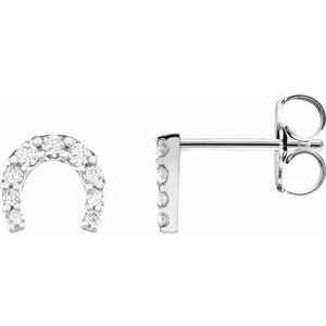 14K White Gold 1/6 CTW Natural Diamond Horseshoe Earrings
