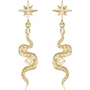 14K Yellow Gold Accented Right Snake Earring Mounting – image 2