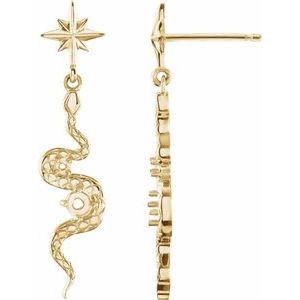 14K Yellow Gold Accented Right Snake Earring Mounting
