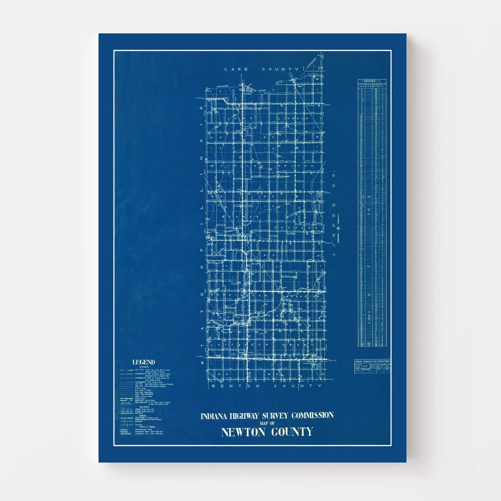 Vintage Map of Newton County, Indiana 1936