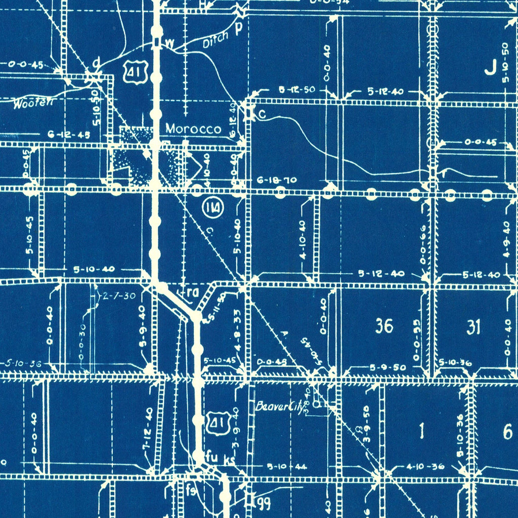 Vintage Map of Newton County, Indiana 1936