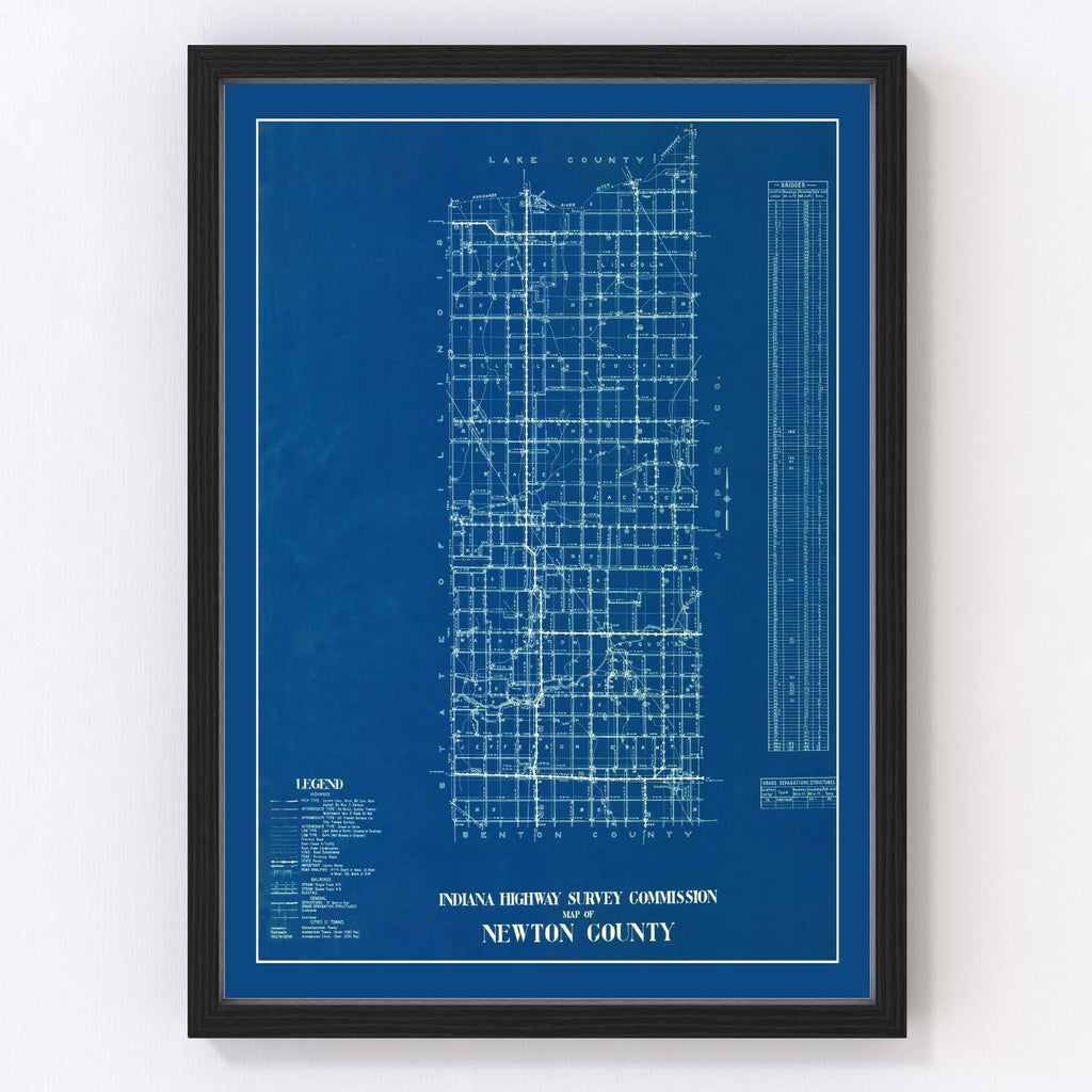 Vintage Map of Newton County, Indiana 1936