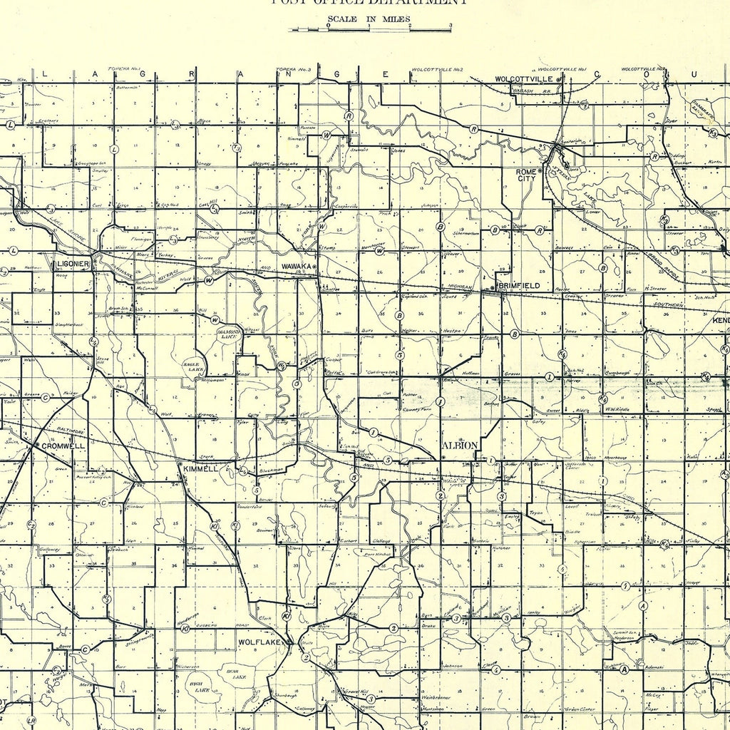 Vintage Map of Noble County, Indiana 1909