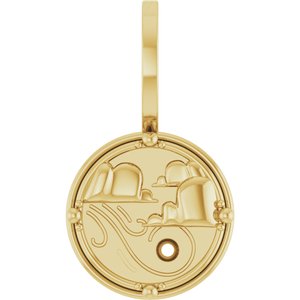 14K Yellow Gold 1.5 mm Round Accented Air Element Pendant Mounting – image 2