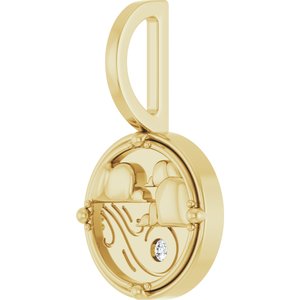 14K Yellow Gold 1.5 mm Round Accented Air Element Pendant Mounting – image 4