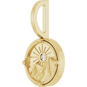 14K Yellow Gold 1.5 mm Round Accented Earth Element Pendant Mounting – image 4