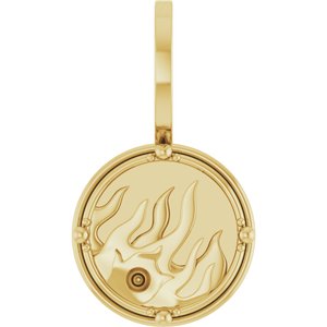 14K Yellow Gold 1.5 mm Round Accented Fire Element Pendant Mounting – image 2