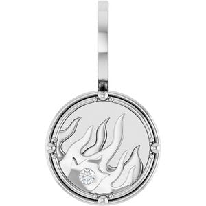 14K White Gold 1.5 mm Round Accented Fire Element Pendant Mounting