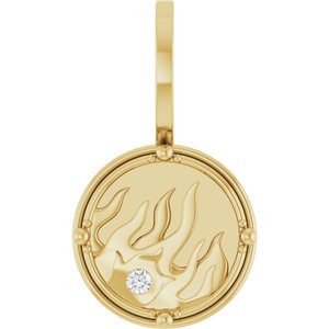 14K Yellow Gold 1.5 mm Round Accented Fire Element Pendant Mounting