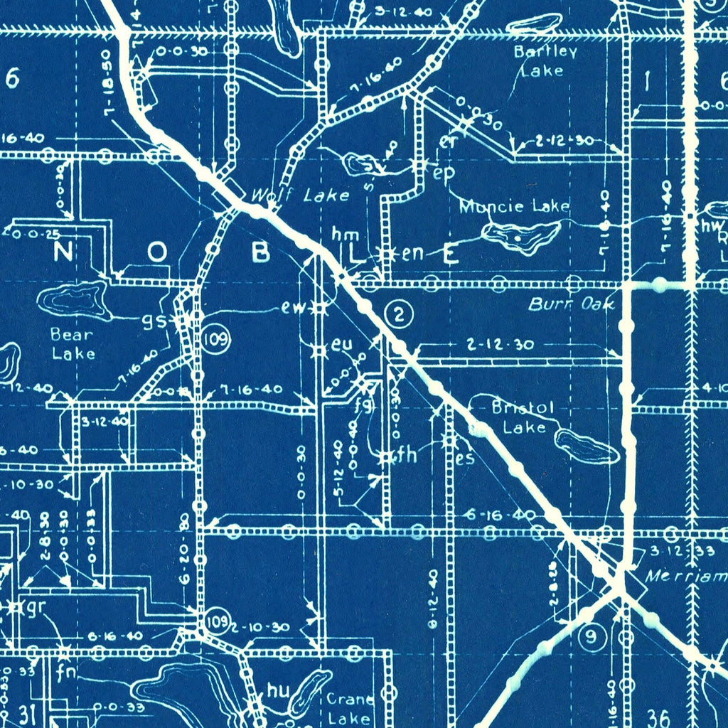Vintage Map of Noble County, Indiana 1936
