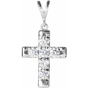 Sterling Silver 1/2 CTW Natural Diamond French-Set Cross Pendant