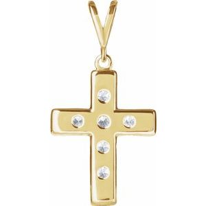 14K Yellow Gold 1/4 CTW Natural Diamond French-Set Cross Pendant