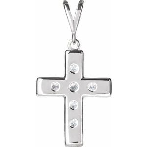 Platinum 1/4 CTW Natural Diamond French-Set Cross Pendant