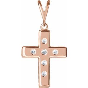 14K Rose Gold 1/2 CTW Natural Diamond French-Set Cross Pendant