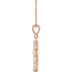 14K Rose Gold 1/4 CTW Natural Diamond French-Set Cross 16-18" Necklace