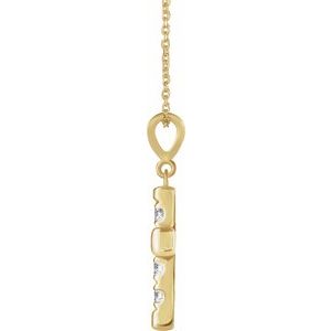 14K Yellow Gold 1/4 CTW Natural Diamond French-Set Cross 16-18" Necklace
