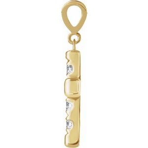 14K Yellow Gold 1/4 CTW Natural Diamond French-Set Cross Pendant