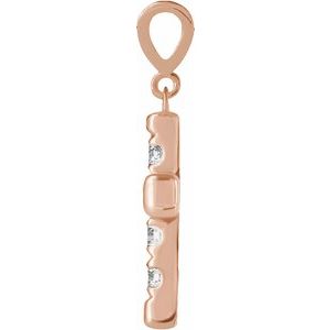 14K Rose Gold 1/4 CTW Natural Diamond French-Set Cross Pendant